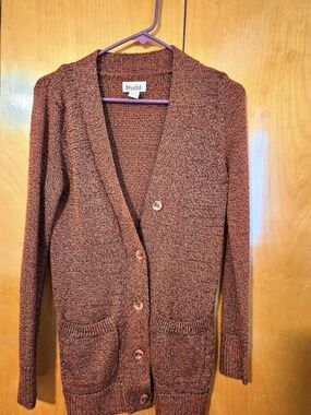 Mudd Button Front Cardigan in Orange Size XS